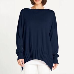 Planet Pima Cotton Boatneck Rib 25 Sweater Midnight One Size Made in Peru
